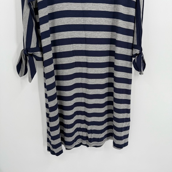 Soft Surroundings Adrift Dress Size M Women Shift Tie Cuffs Stripe NWT Blue Gray - Picture 10 of 12